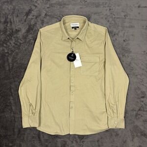 Thomas Sterling‎ Mens Dress Shirt XL Beige  Performance 4 Way Stretch Button Up